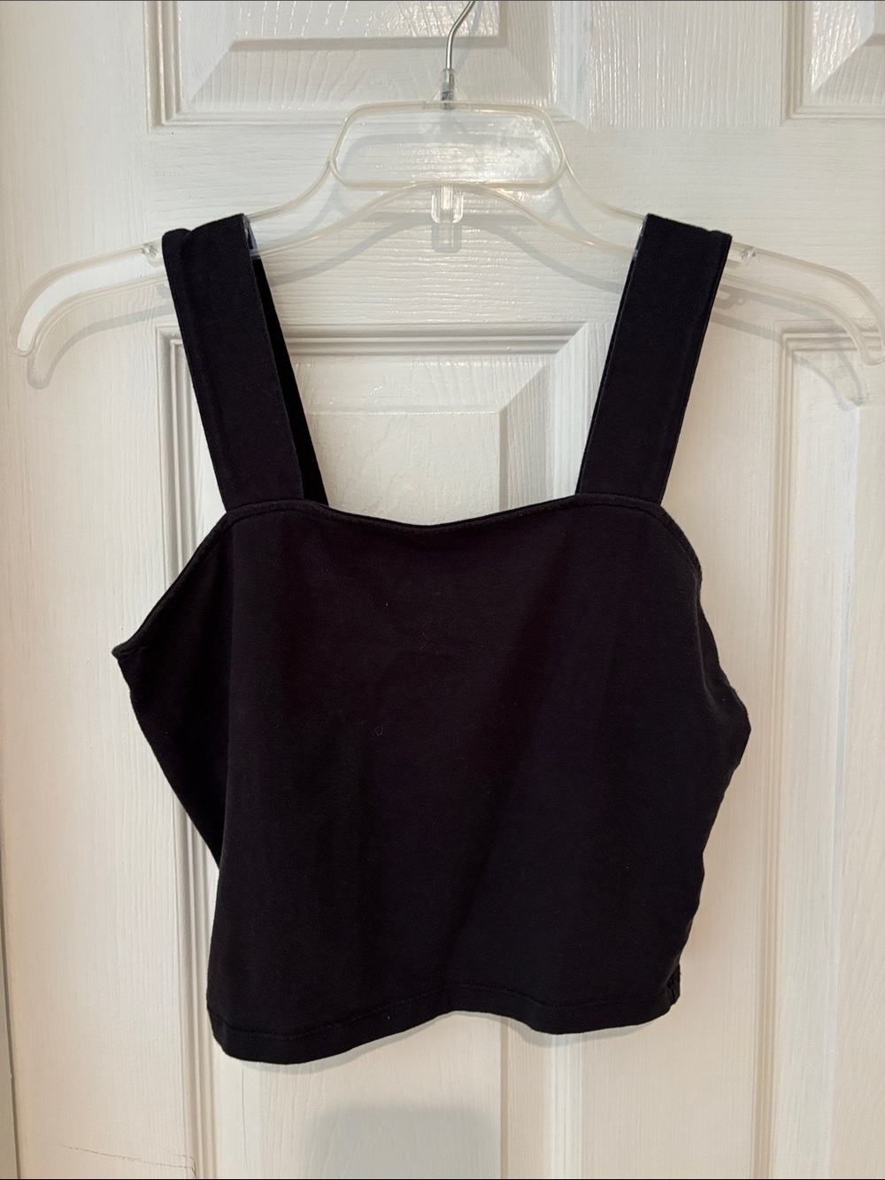 SO Black Square-Neck Crop Tank Top